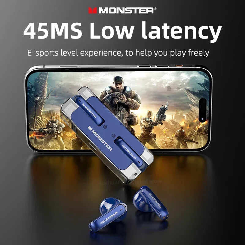 Monster XKT08 Earphone Bluetooth 5.3 Ture Wireless Earbuds Low Latency Noise Reduction Headphones Gaming Sports Headset With Mic