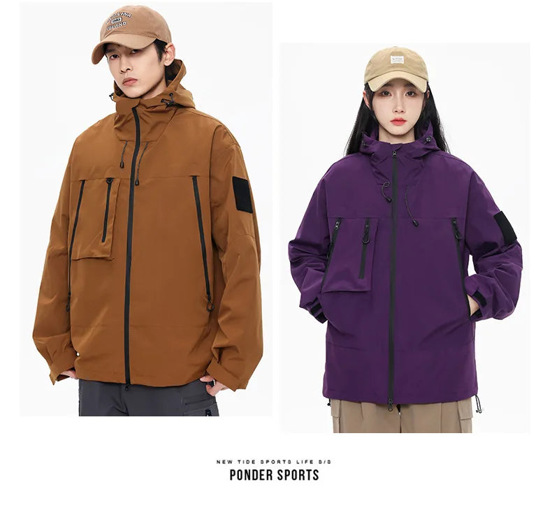 EU Size Korean Hiking Jackets Waterproof Coat Men Women Hooded Windbreaker Camping Fishing Cycling Fitness Camping Jackets