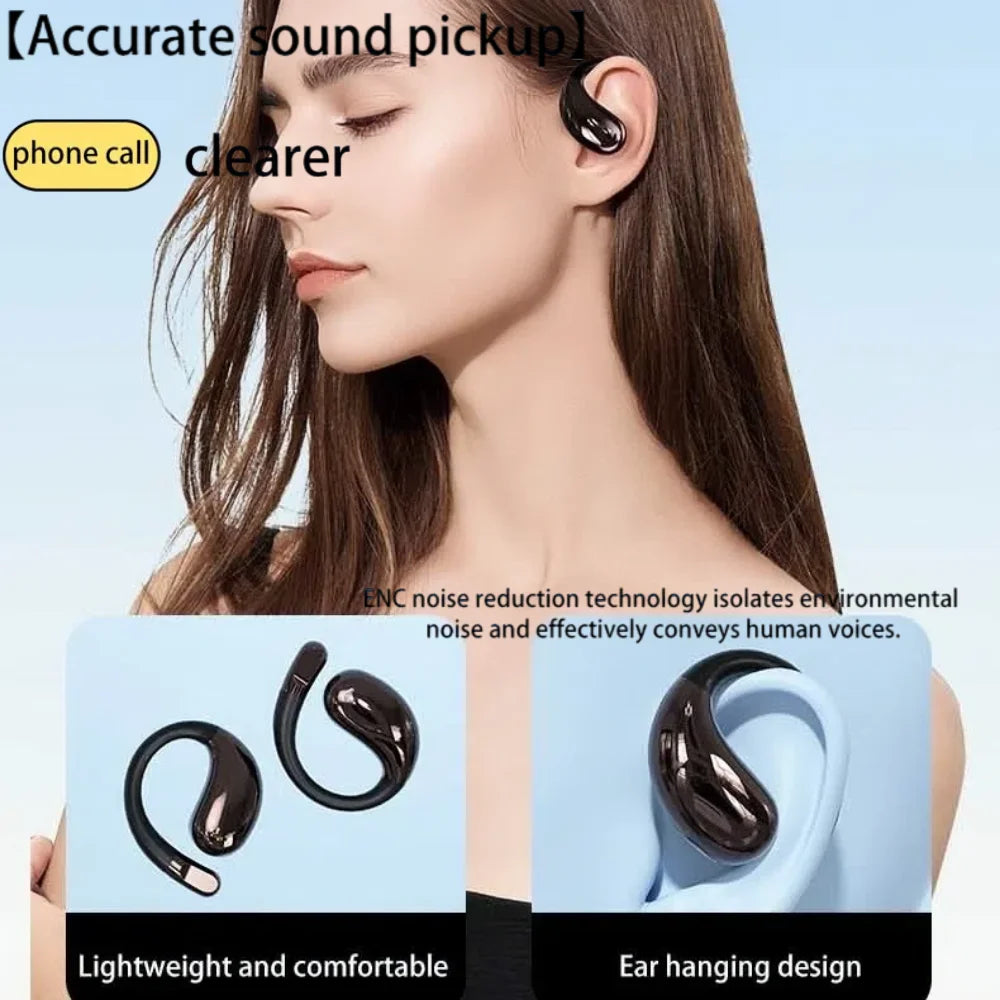 Bluetooth 6.0 OWS Earphone Sport Wireless Headphone HD Call Earbud 30dB ENC Noise Cancelling 40H Playtime for Gym Running Gaming