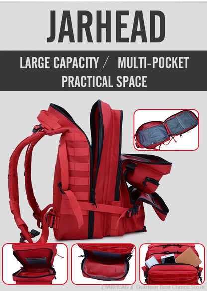 45L Tactical Backpack Outdoor Traveling Bag Fitness MOLLE Backpack School Pack GYM EDC Hiking Rucksack Witch Bottle Holder