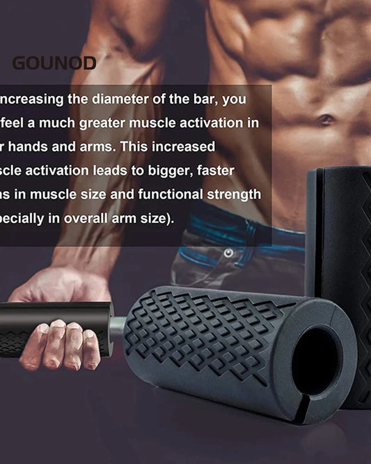 1 PC/2PC GOUNOD Barbell Dumbbell Grip Thick Bar Handle Silicone Anti-slip Pad Thick Bar Handle Weightlifting Fat Pull Grip