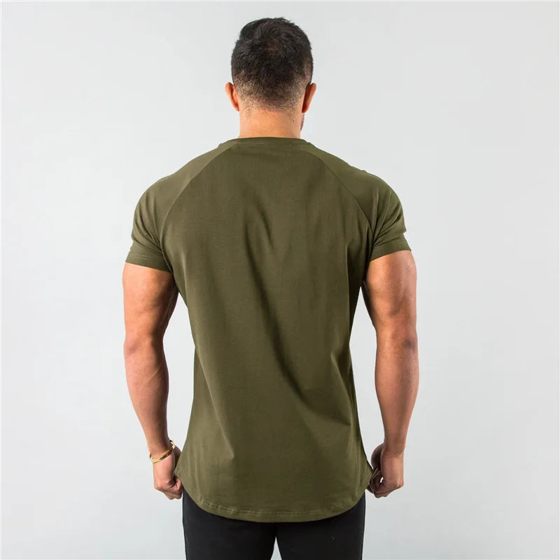 T Shirt Men Casual Short Sleeve Muscle Joggers Bodybuilding Tshirt Male Gym Fitness Tops Tee Streetwear Slim Fit Summer T-shirt