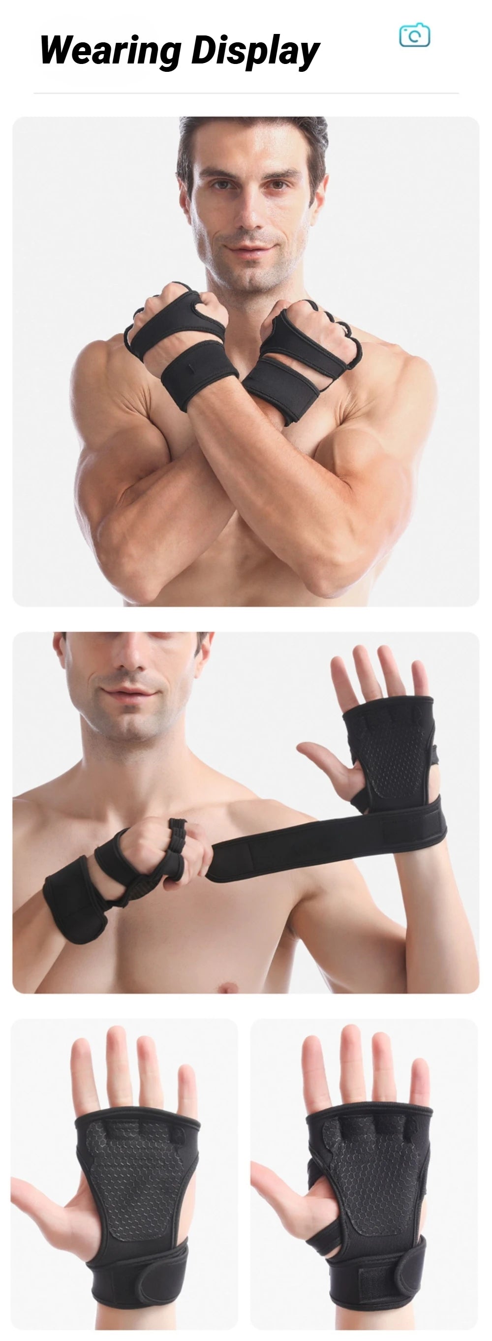 Half Finger Training Sport Gloves For Men Women Workout Fitness Body Building Weightlifting Gym Hand Wrist Protector Dumbbells