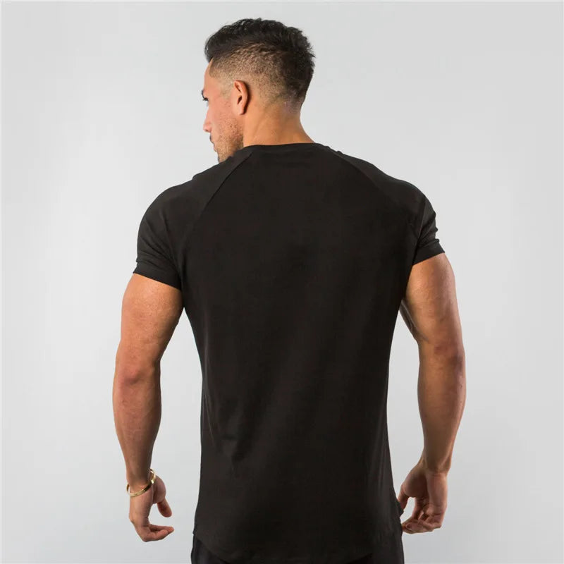 T Shirt Men Casual Short Sleeve Muscle Joggers Bodybuilding Tshirt Male Gym Fitness Tops Tee Streetwear Slim Fit Summer T-shirt