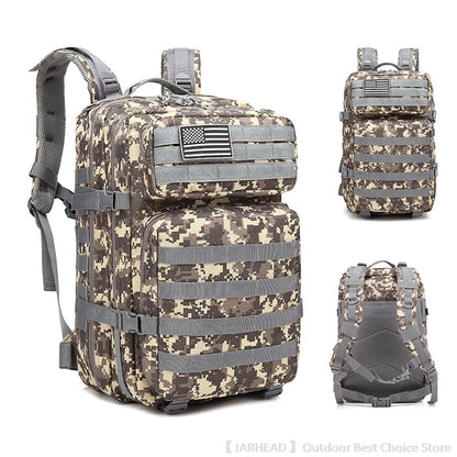 45L Tactical Backpack Outdoor Traveling Bag Fitness MOLLE Backpack School Pack GYM EDC Hiking Rucksack Witch Bottle Holder