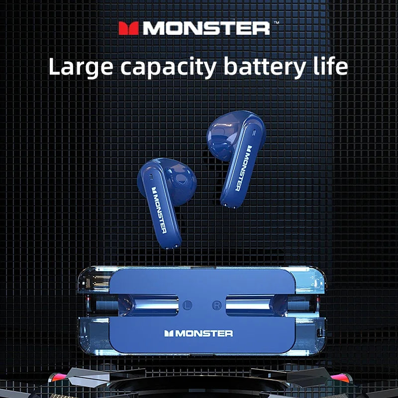 Monster XKT08 Earphone Bluetooth 5.3 Ture Wireless Earbuds Low Latency Noise Reduction Headphones Gaming Sports Headset With Mic