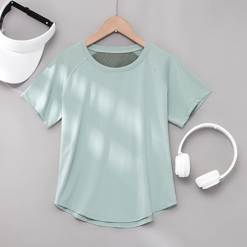 DRUR Yoga Tops Sportswear Woman Gym Shirts Breathable Quick Dry Short Sleeve Workout T Shirt Jogger Running T Shirt Yogawear New