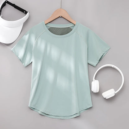 DRUR Yoga Tops Sportswear Woman Gym Shirts Breathable Quick Dry Short Sleeve Workout T Shirt Jogger Running T Shirt Yogawear New