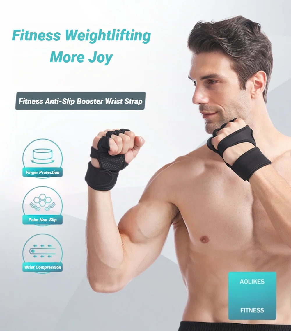 Half Finger Training Sport Gloves For Men Women Workout Fitness Body Building Weightlifting Gym Hand Wrist Protector Dumbbells