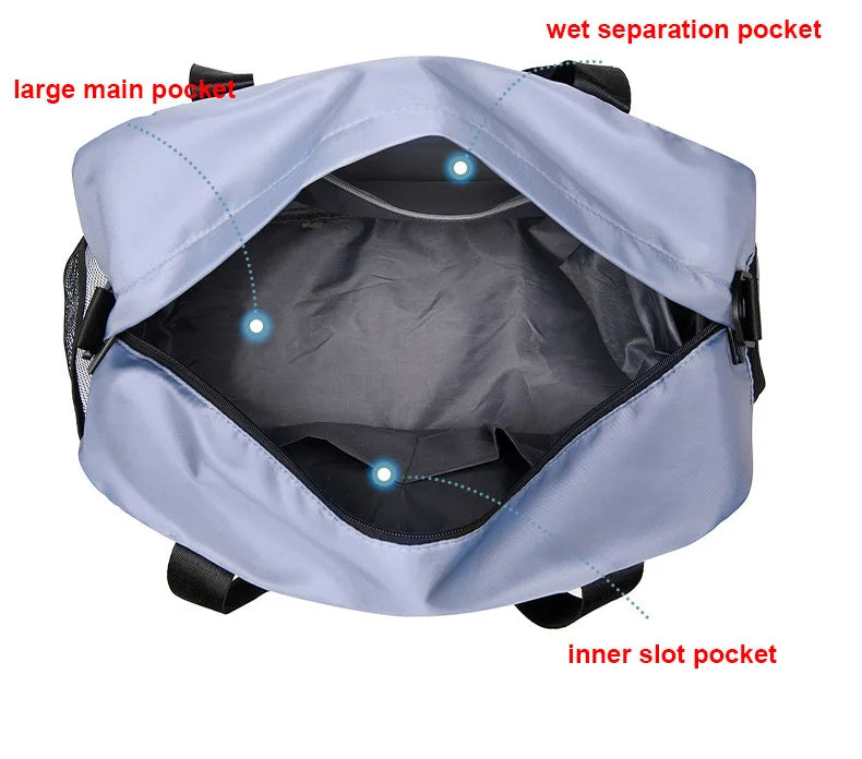 Large Fitness Bag Sports Handbag Women Dry Wet Shoes Pocket Single Shoulder Crossbody Swimming Yoga Gym Travel Backpack Duffel