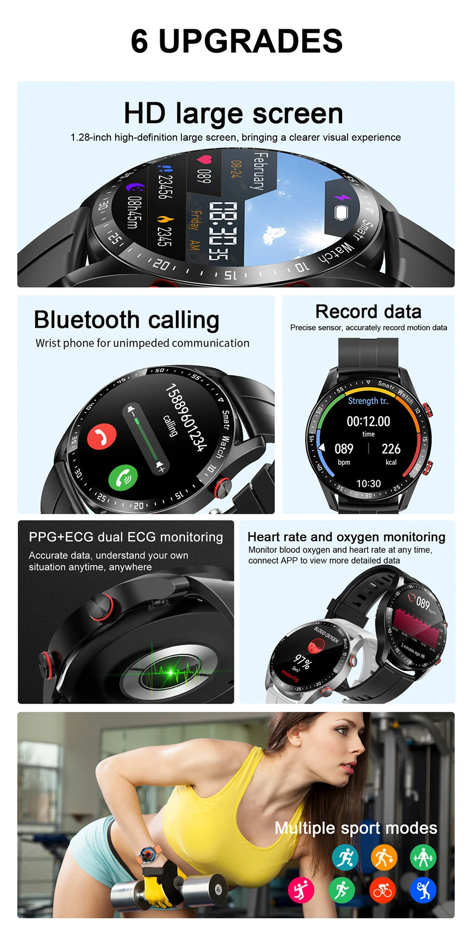 2025 New Voice Call Smart Watch Men GT Series 1.53 inch AMOLED Screen Sports Watch ECG+PPG Health Smartwatch For Android IOS