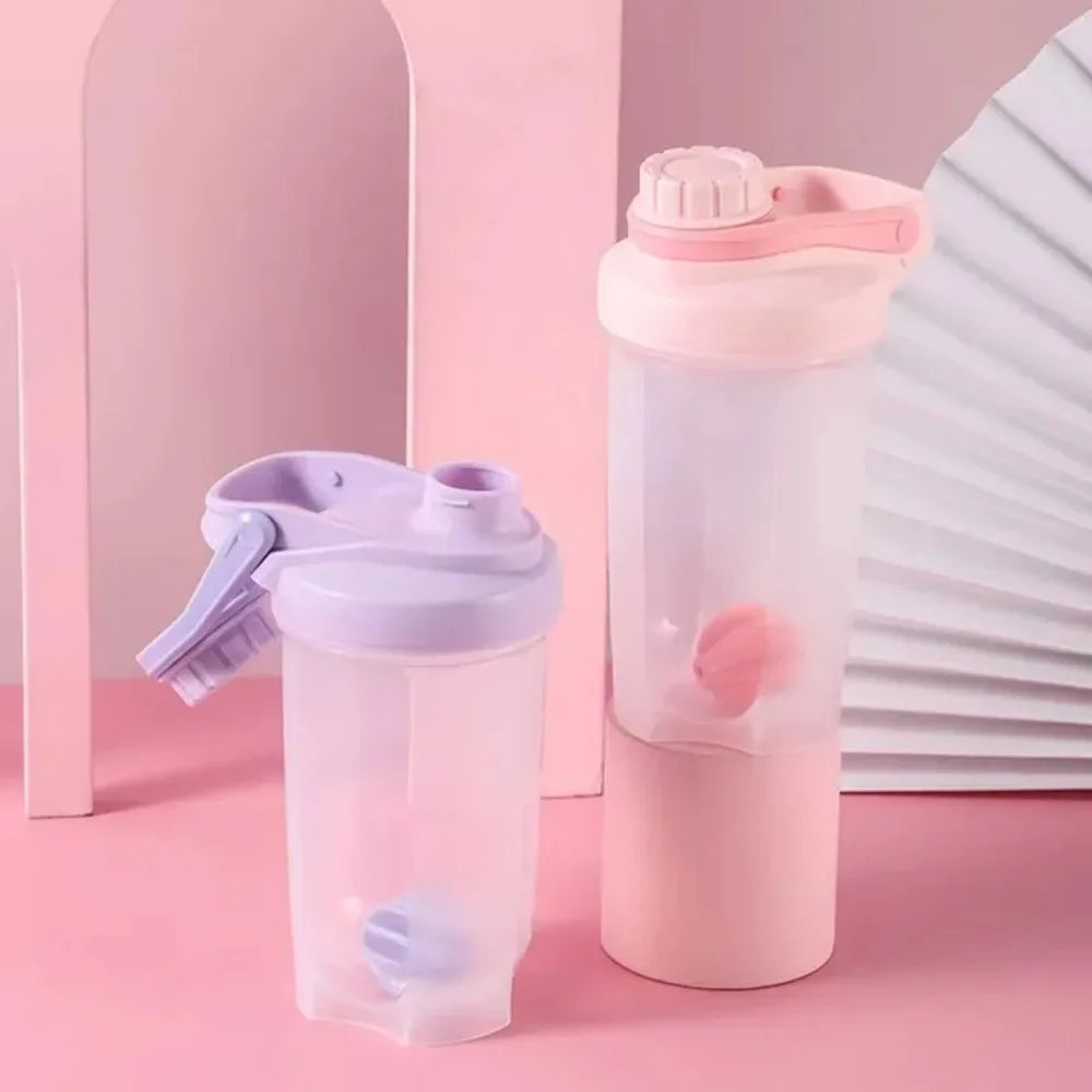 1PC Korean Style Leakproof Portable Shaker Bottle for Protein Milkshake Mixing Sports Water Cup Gym Fitness Gear Accessories