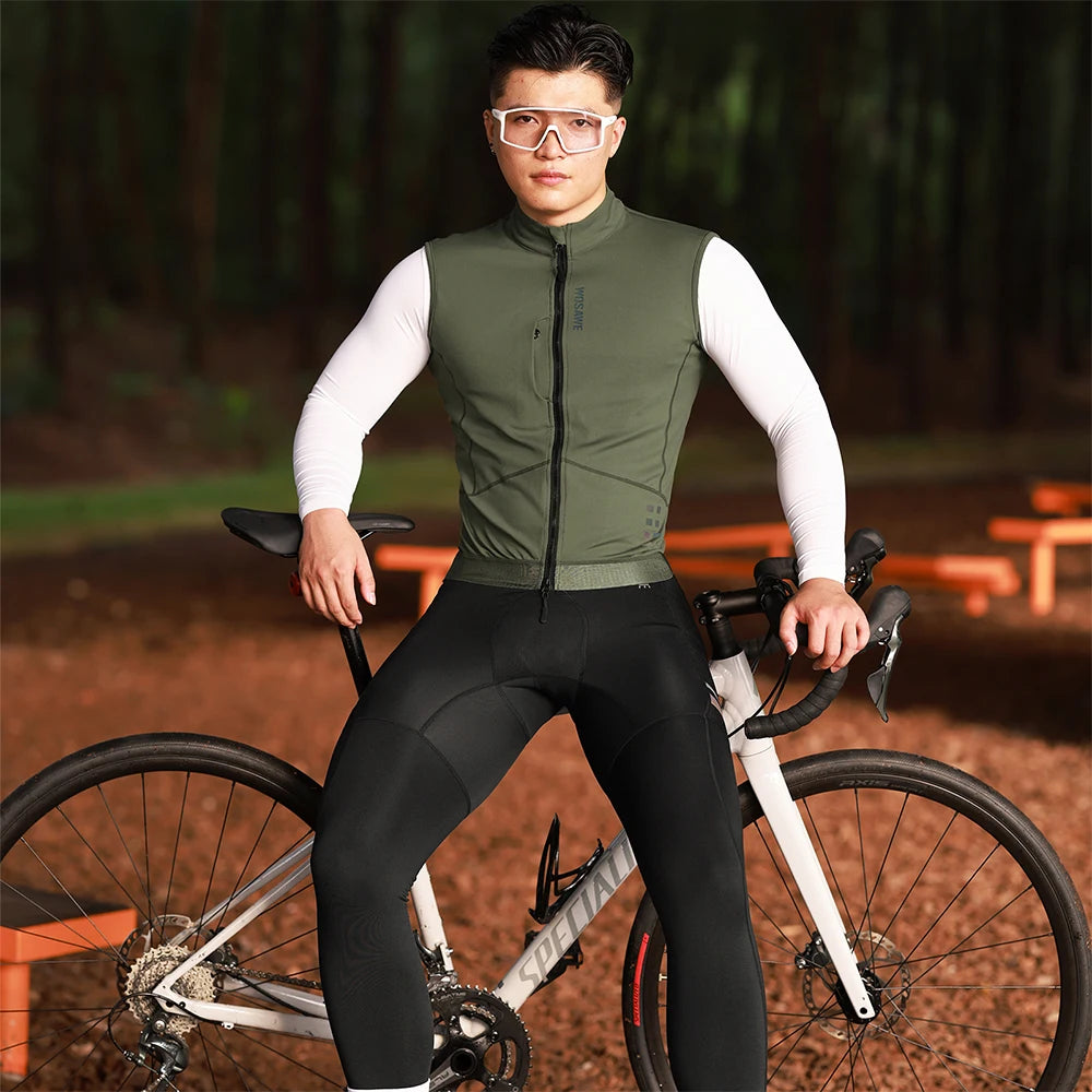 WOSAWE Thermal Winter Cycling Vest Windproof Bike Jacket Sleeveless Windbreaker Back Pockets for Men and Women