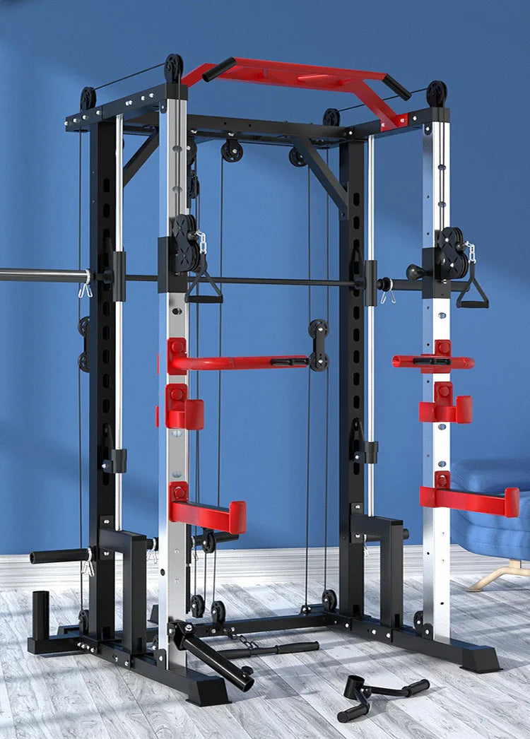 Multi Functional Smith Machine Home Gym Cable Crossover Machine Strength Training Squat Rack Exercise Equipment