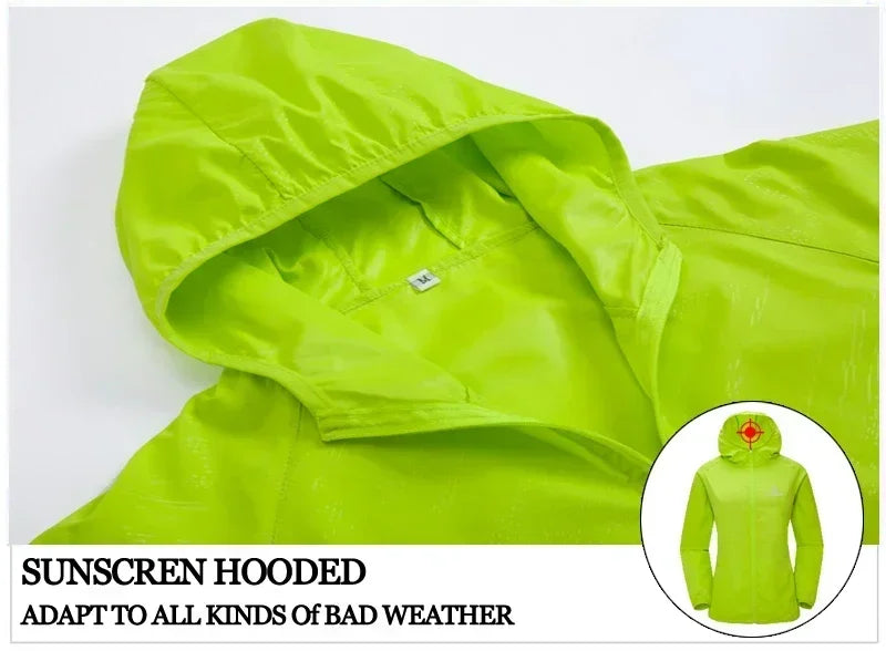 X-TIGER Skin Hiking Jacket Men Women Waterproof Quick Dry Camping Windbreaker Trekking Fishing Rain Coat Outdoor Anti UV Clothes