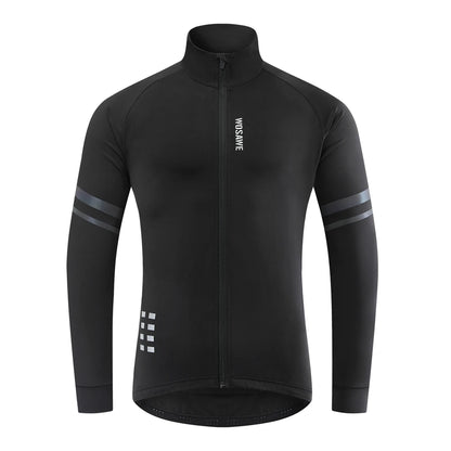 WOSAWE Men'sThermal Winter Cycling Jacket Fleece Lining Long Sleeve Jersey Windproof Running Riding Ciclismo Cycling Clothing