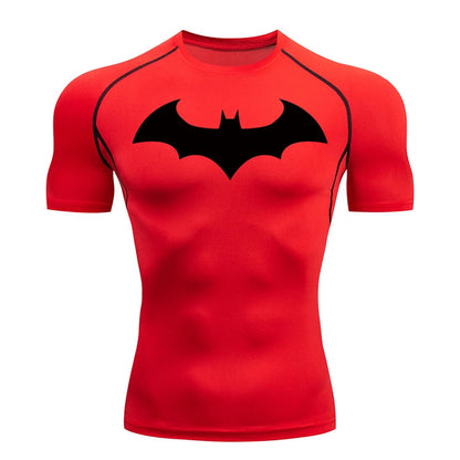Bat Graphic Compression Shirts for Men Short Sleeve Rash Guard Gym Workout Running Tshirt Summer Athletic Quick Dry Tees Tops