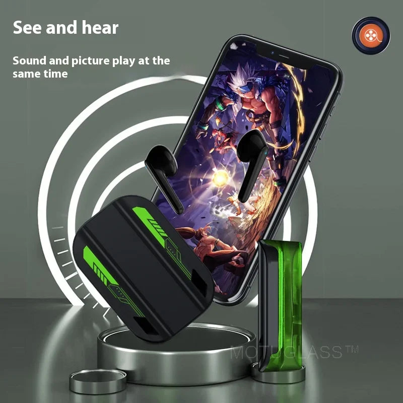 Magnetic Slide Wireless Bluetooth Earbuds Dual Track Long Battery Life Semi Transparent Sports Earphones for Running Gym Workout