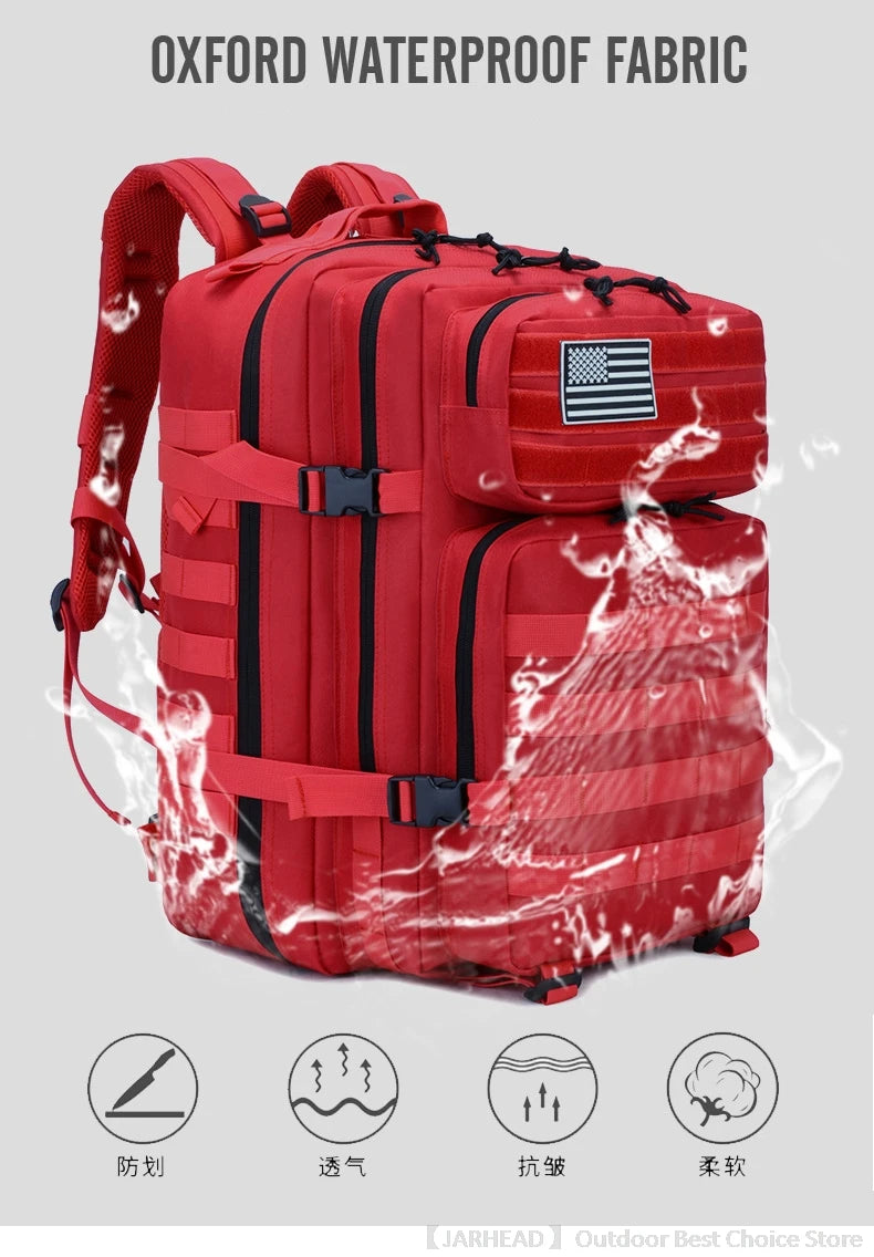 45L Tactical Backpack Outdoor Traveling Bag Fitness MOLLE Backpack School Pack GYM EDC Hiking Rucksack Witch Bottle Holder