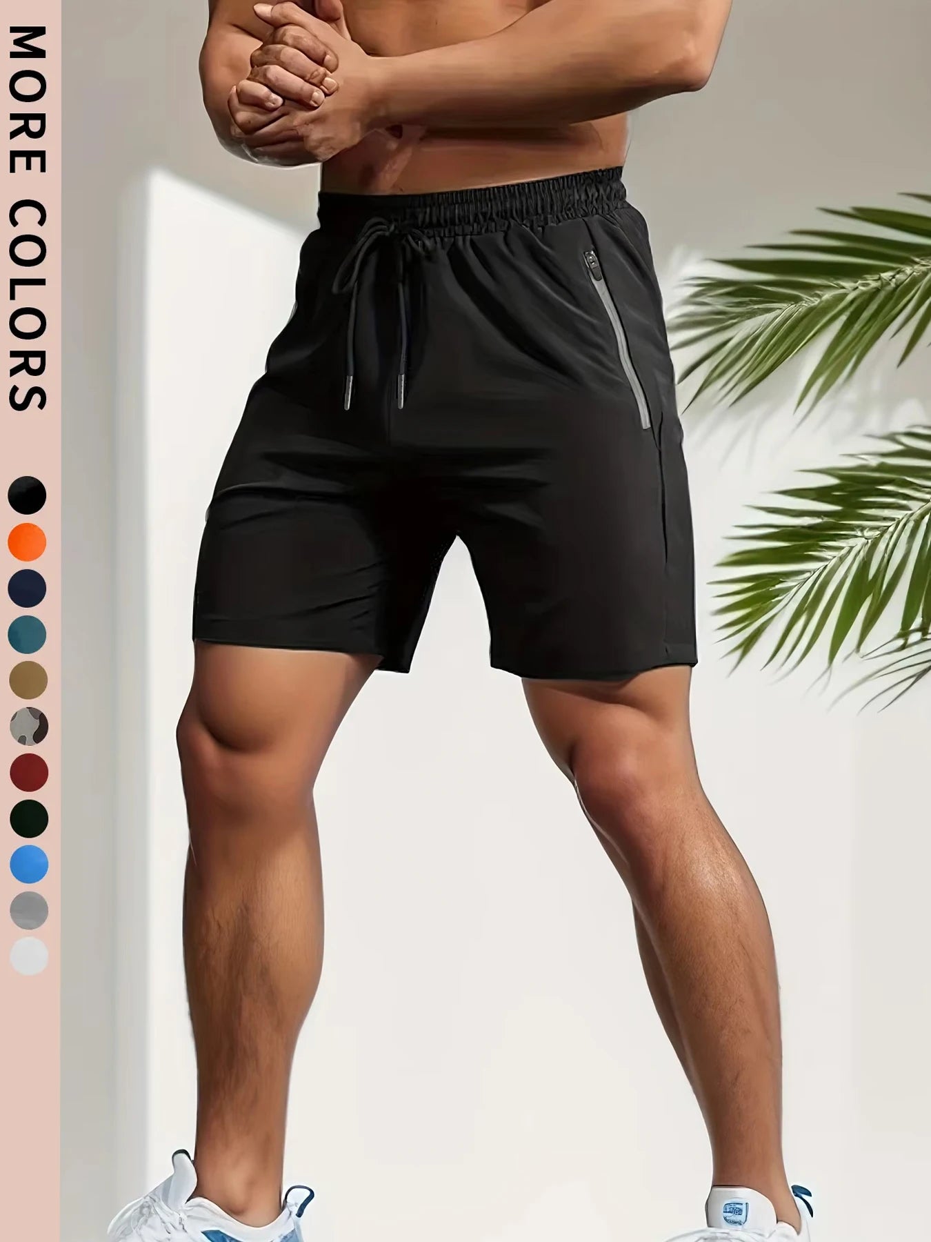 Men's Bottoms for Summer Gym Workout Running Cycling,Quick Drying Breathable Drawstring Waist Sports Shorts 2-0428