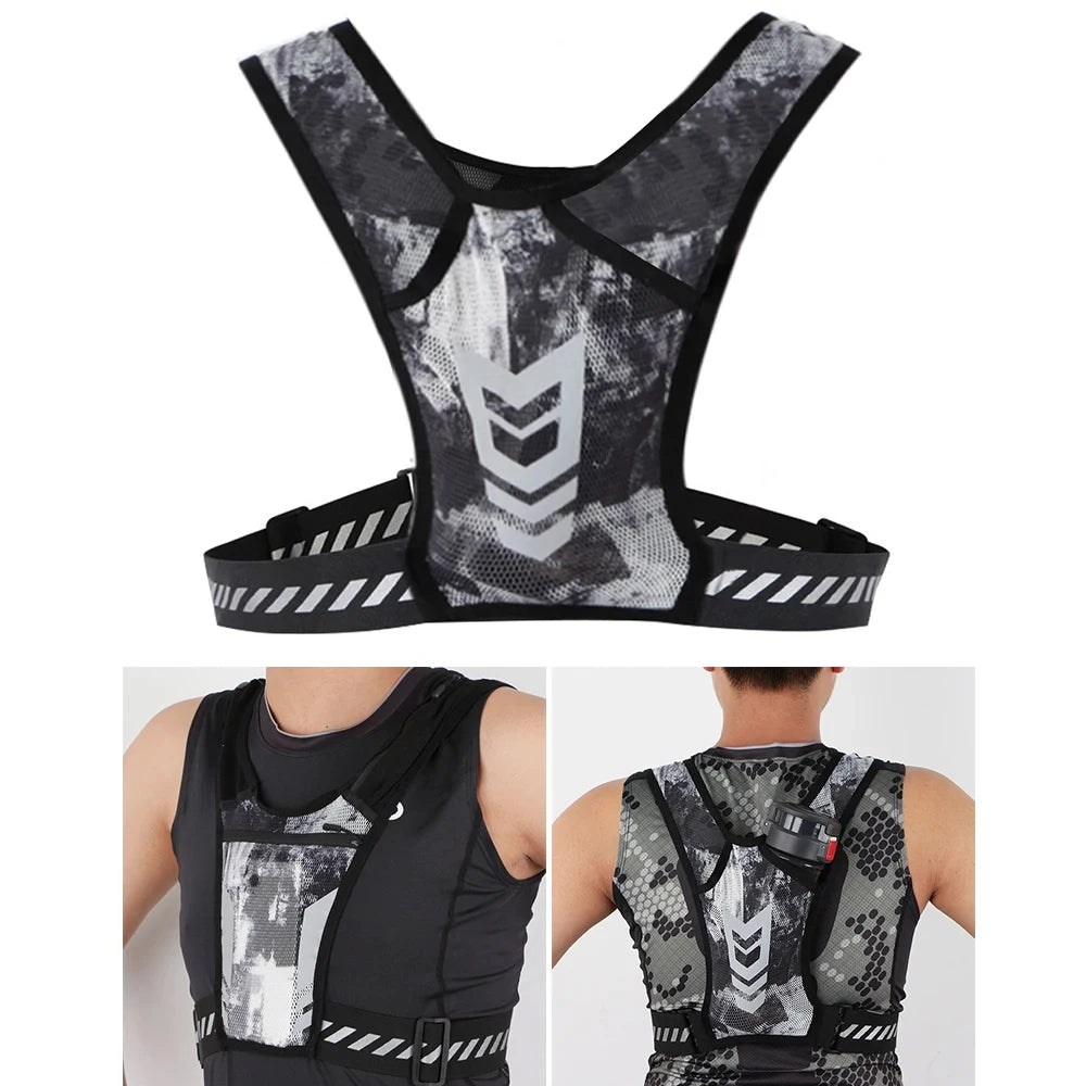 Reflective Running Phone Holder Vest for Men and Women, Jogging, Walking, Exercise,Gym, Workout, 1Pc Adjustable Strap Key Pocket