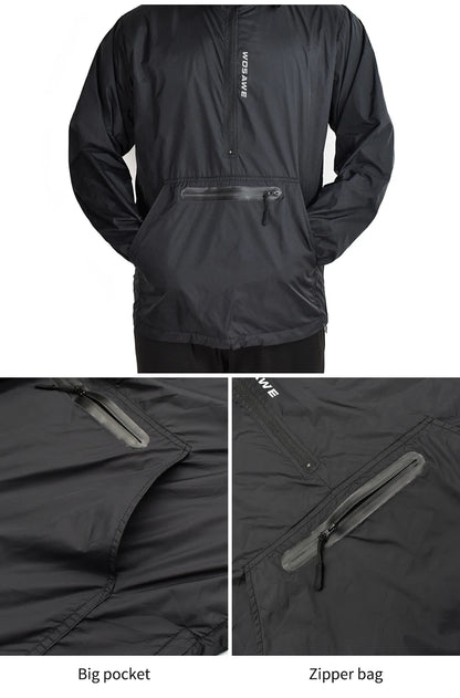 WOSAWE Men Running Jacket Reflective Windproof Waterproof Mountain Bike MTB Wind Coat Riding Bicycle Cycling Windbreaker