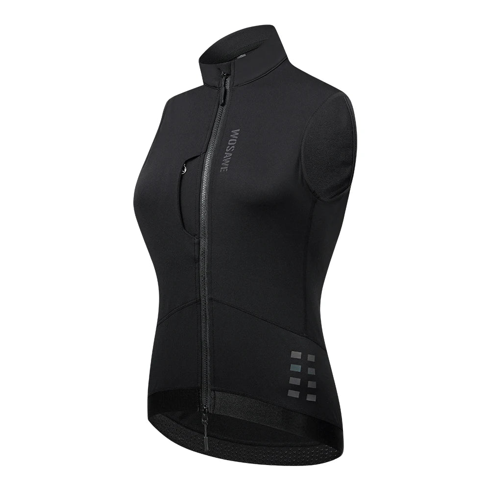 WOSAWE Thermal Winter Cycling Vest Windproof Bike Jacket Sleeveless Windbreaker Back Pockets for Men and Women