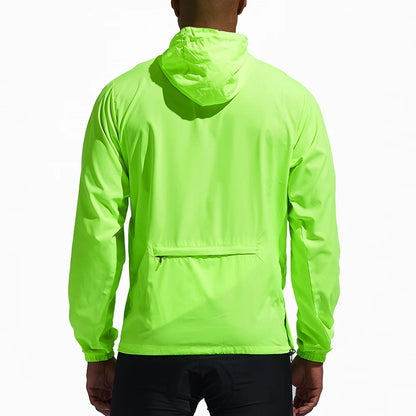 WOSAWE Cycling Windproof Jacket Lightweight Men Breathable Reflective Hooded Bike Jacket Half Zipper Outdoor Sport Windbreaker