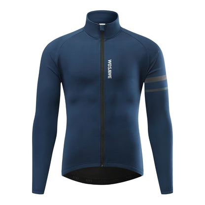 WOSAWE Men'sThermal Winter Cycling Jacket Fleece Lining Long Sleeve Jersey Windproof Running Riding Ciclismo Cycling Clothing