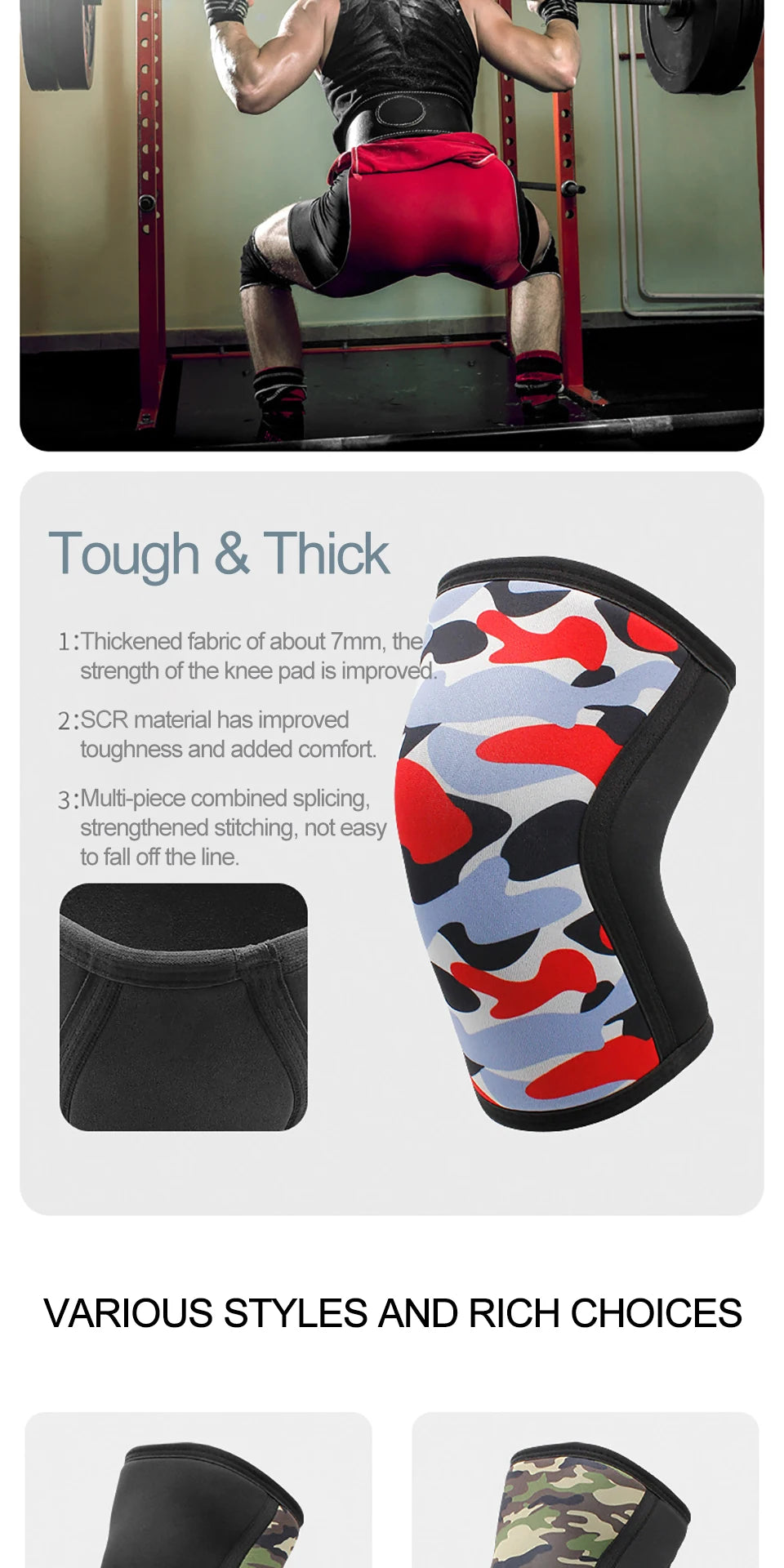 AOLIKES 1 Pair 7MM Knee Sleeves Support Injury Recovery - Neoprene Knee Brace Knee Support for Squats, Running & Gym Workout