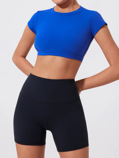 Hearuisavy Sports Shirts Workout Tops Fitness Activewear Female Quick-Dry Yoga Clothes Sport Crop Tops Backless Gym Top Women