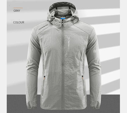 Summer Outdoor Quick Dry Sun-Protective Thin Jacket Men Hiking Fishing Cycling Hooded Gym Sport Windbreaker Ultra Light Coats