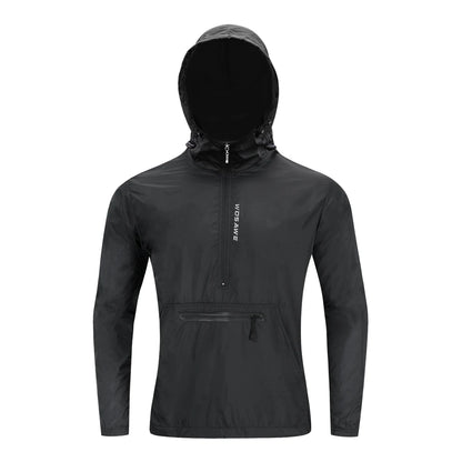 WOSAWE Cycling Windproof Jacket Lightweight Men Breathable Reflective Hooded Bike Jacket Half Zipper Outdoor Sport Windbreaker