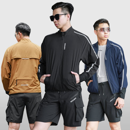 WOSAWE Men's Cycling Windbreaker Ultralight Reflective Windproof Jacket Men MTB Road Bike Wind Coat Long Sleeve Bicycle Clothing