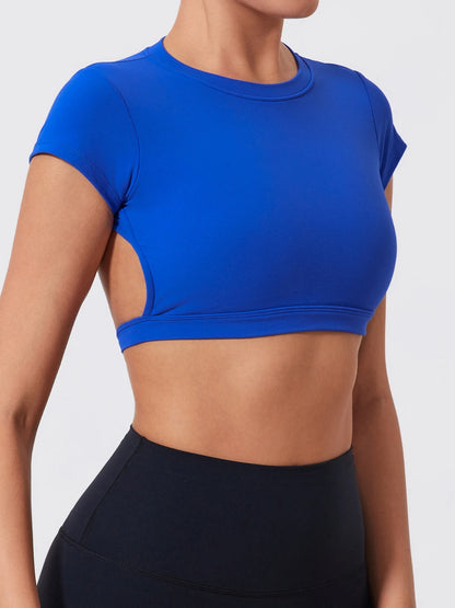 Hearuisavy Sports Shirts Workout Tops Fitness Activewear Female Quick-Dry Yoga Clothes Sport Crop Tops Backless Gym Top Women