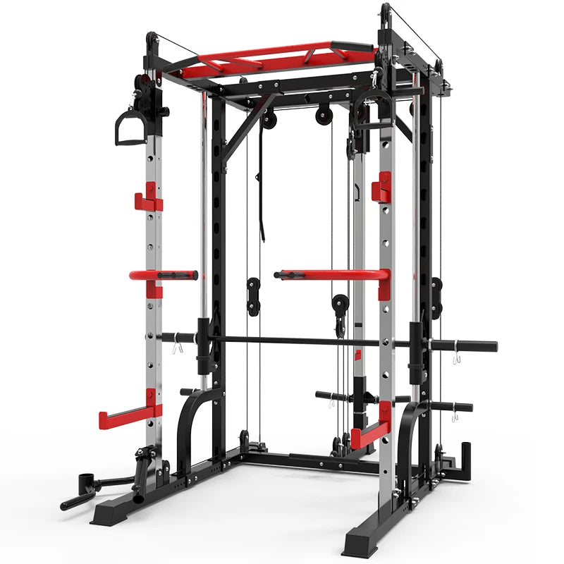 Multi Functional Smith Machine Home Gym Cable Crossover Machine Strength Training Squat Rack Exercise Equipment