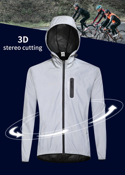 WOSAWE Autumn Winter Men Reflective Jacket Reflect Motorcycle Jacket Men /Women Waterproof Windbreaker Hoodies