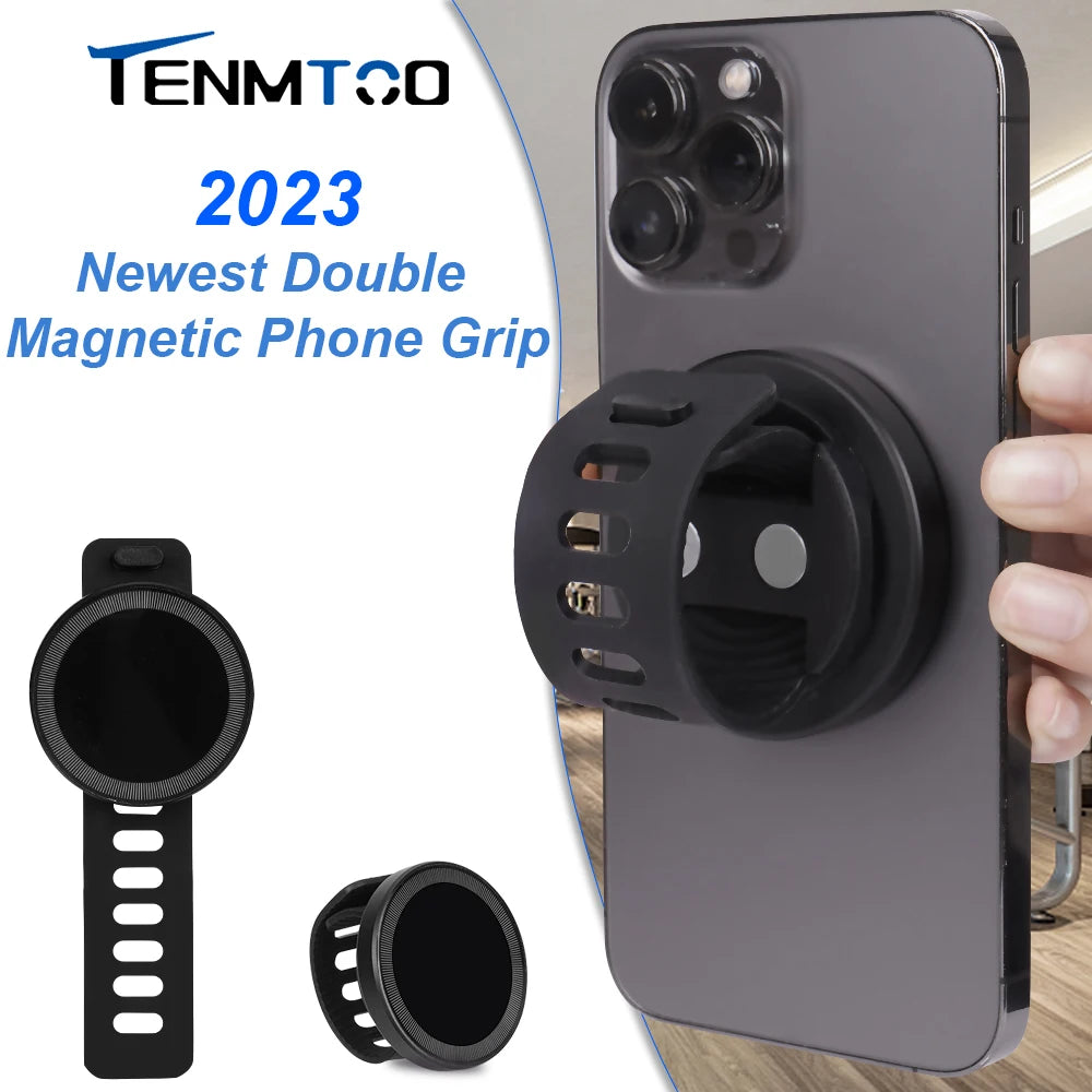 Tenmtoo Magnetic Phone Grip for MagSafe Adjustable Strap Gym Phone Ring Holder Compatible with iPhone 14 Pro 13 12 Smartphones