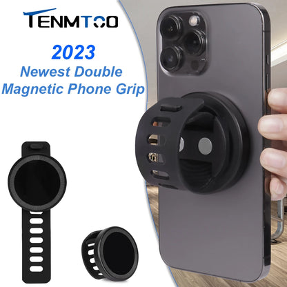 Tenmtoo Magnetic Phone Grip for MagSafe Adjustable Strap Gym Phone Ring Holder Compatible with iPhone 14 Pro 13 12 Smartphones