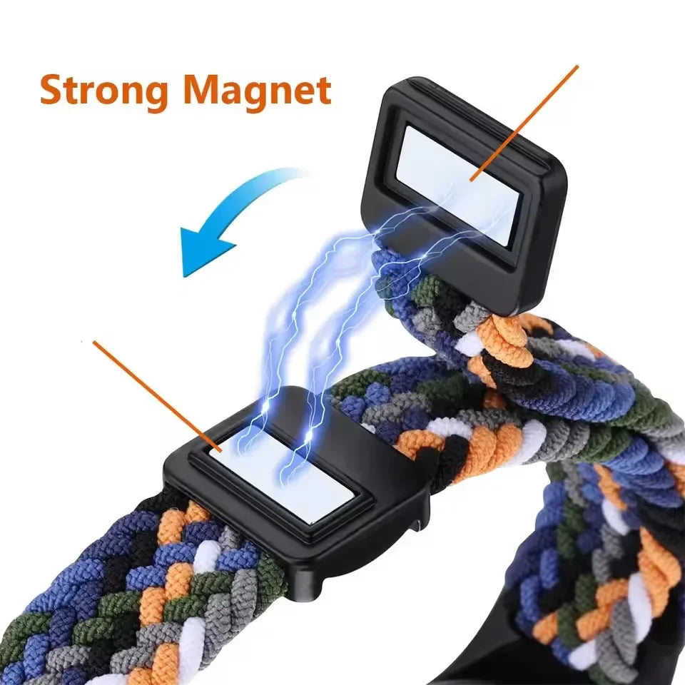 Nylon Braided Strap For Mi Band 9 8 Bracelet Magnetic Buckle Watchband For Xiaomi Mi Band 7 6 5 4 3 Wristband Correa Accessories