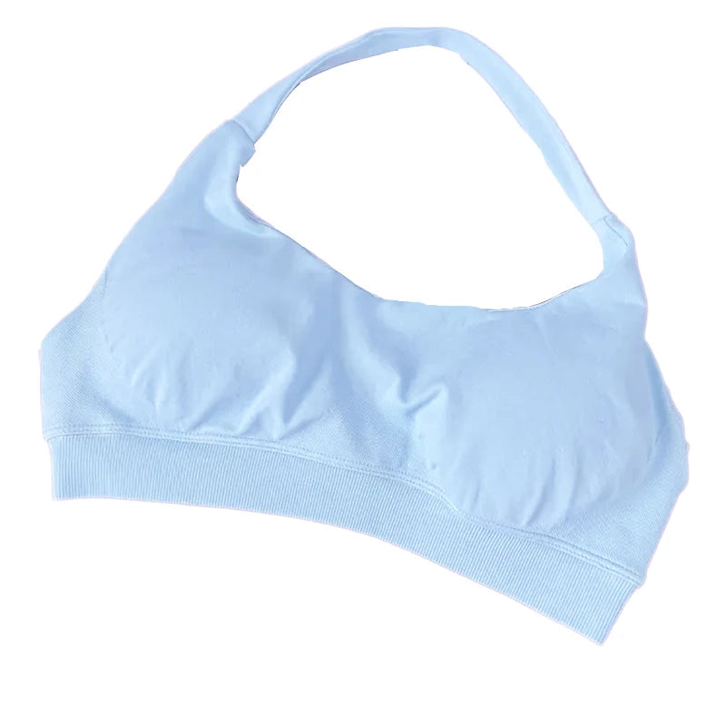 High Support Sports Bra Women Halter Seamless Yoga Bra Padded Backless Sports Bras Gym Crop Top Push Up Workout Yoga Tops Woman