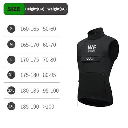 WOSAWE Thermal Winter Cycling Vest Windproof Bike Jacket Sleeveless Windbreaker Back Pockets for Men and Women