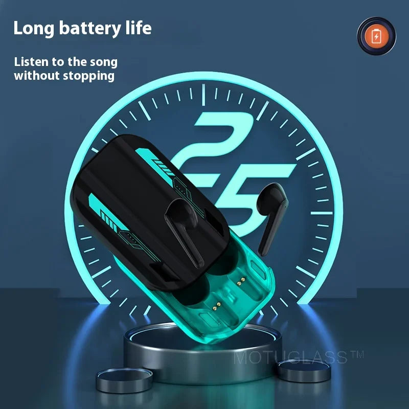 Magnetic Slide Wireless Bluetooth Earbuds Dual Track Long Battery Life Semi Transparent Sports Earphones for Running Gym Workout