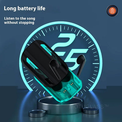 Magnetic Slide Wireless Bluetooth Earbuds Dual Track Long Battery Life Semi Transparent Sports Earphones for Running Gym Workout