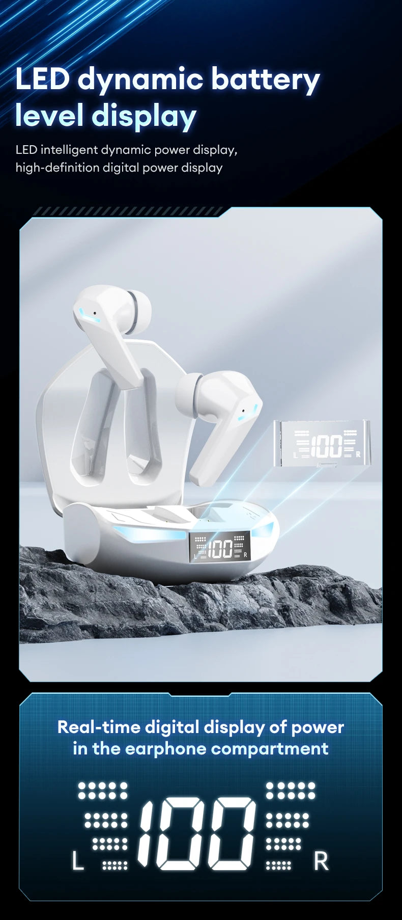 Original Lenovo XT53 Earphone Wireless Upgrade Bluetooth 5.4 Headphones Noise Reduction LED Earbuds Low Latency Gaming Headset