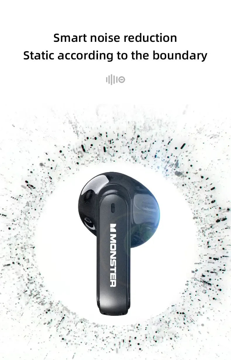 Monster XKT08 Earphone Bluetooth 5.3 Ture Wireless Earbuds Low Latency Noise Reduction Headphones Gaming Sports Headset With Mic