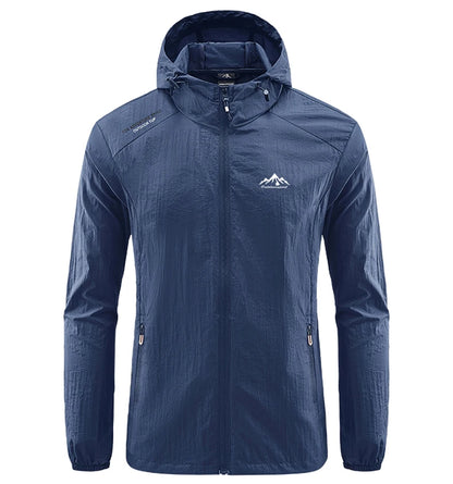 Summer Men Hiking Fishing Cycling Hooded Gym Sport Windbreaker Ultra Light Coat Men Outdoor Quick Dry Sun-Protective Thin Jacket