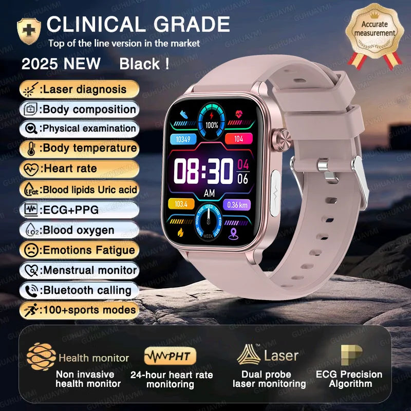 2025 New ECG+PPG+HRV Smart Watch Men Blood Lipid Uric Acid Health Monitor Bluetooth Call Sleep Physical Health Smartwatch Women