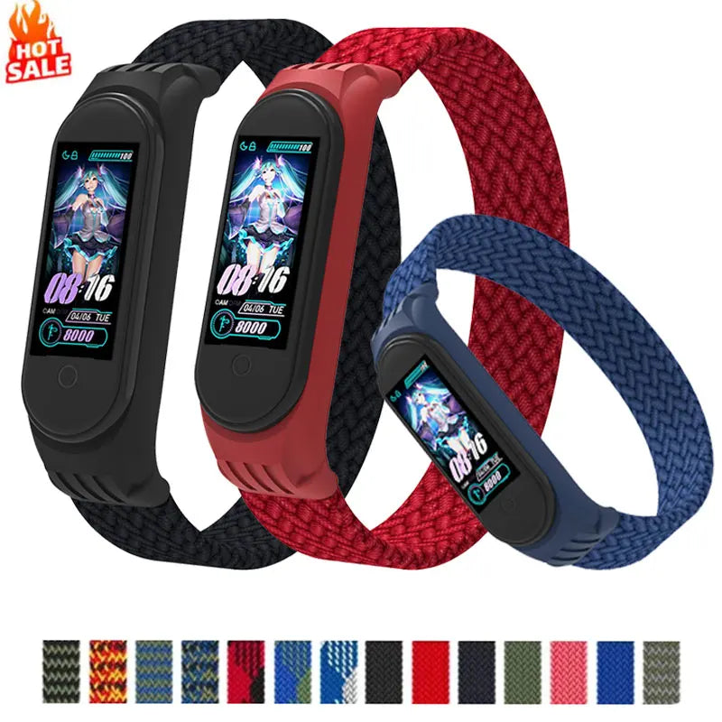 Nylon Braided Solo Loop for xiaomi Mi band 9 8 Strap Watchband NFC Watch Bracelet smart Miband belt correa on Mi band 7 6 5 4 8
