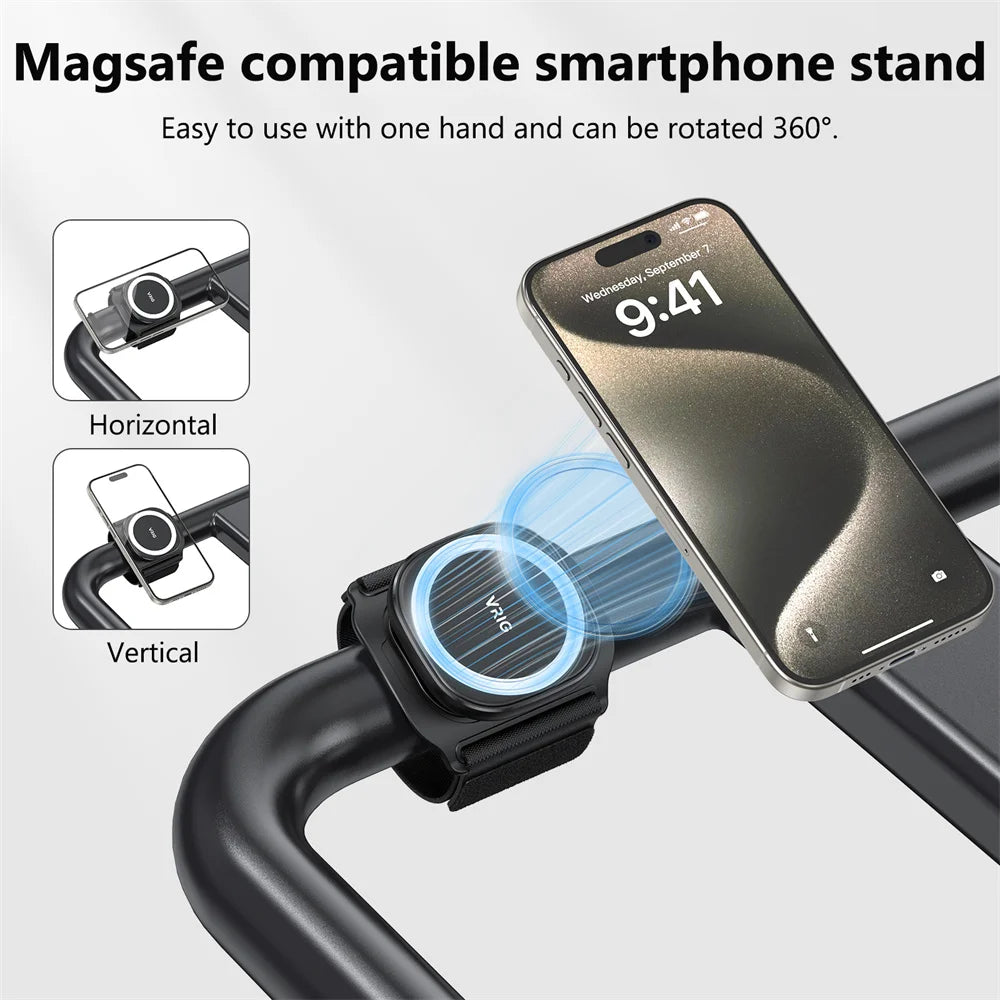 VRIG MagSafe Magnetic Phone Holder Wrist Strap Bracket Magnet Grip for iPhone 16 5 14 Android Running Cycling Running Gym Holder